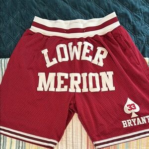 Kobe Bryant Lower Merion Red Basketball Shorts, men’s small